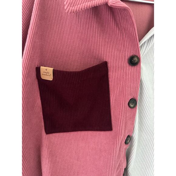 NWT Simply Southern Color Block Corduroy Style Crop Top Long Sleeve Size XL - Picture 7 of 8